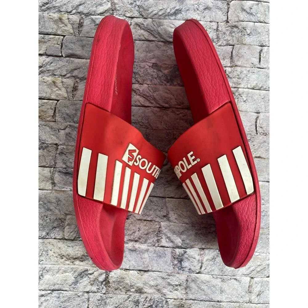 Southpole Men's Size 12 Red & White Slides Slip On Sandals Comfort Sandals